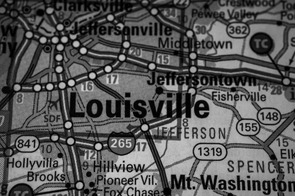 Louisville Mapě Usa Cestovní Zázemí — Stock fotografie