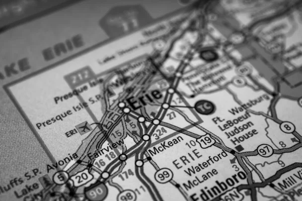 Erie Mapa Fondo Viaje — Foto de Stock