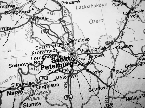 Sankt Peterburg Sobre Mapa Europa — Fotografia de Stock