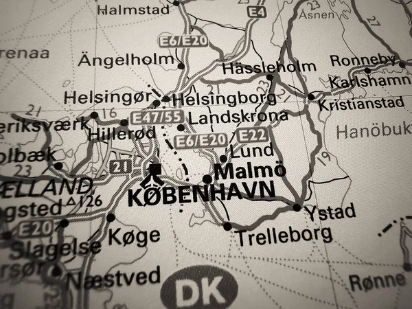 Kobenhavn Mapie Drogowej Europy — Zdjęcie stockowe