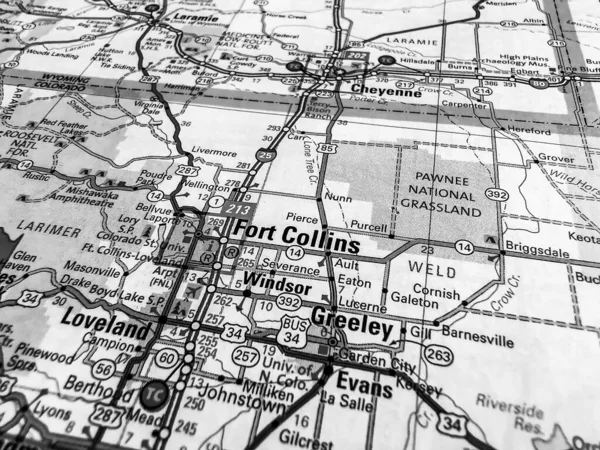 Fort Collins Usa Mapa Fondo — Foto de Stock
