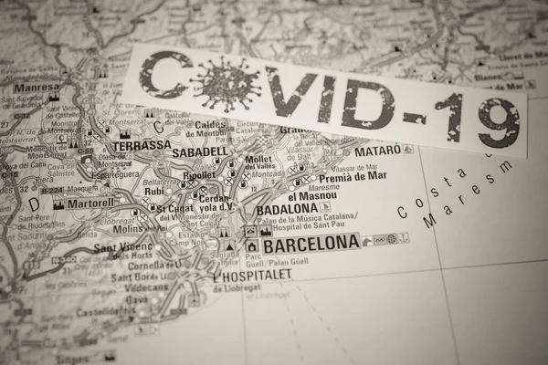 Φόντο Καραντίνας Coronavirus Covid Της Βαρκελώνης — Φωτογραφία Αρχείου