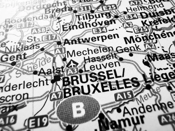 Brussel Cestovní Mapě Evropy — Stock fotografie