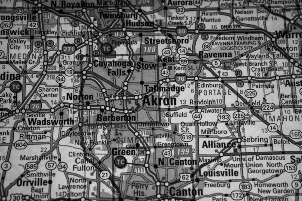Akron Usa Map Travel Background — Stock Photo, Image