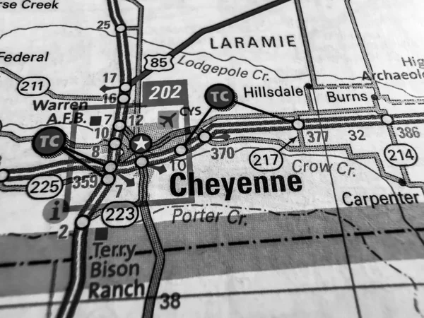 Cheyenne Sur Carte Usa — Photo