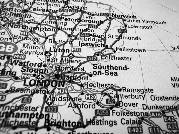 Londres Sobre Mapa Europa — Fotografia de Stock