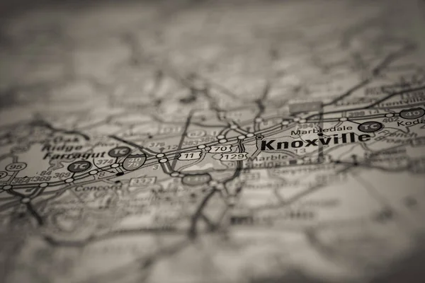 Knoxville Sullo Sfondo Della Mappa Degli Stati Uniti — Foto Stock