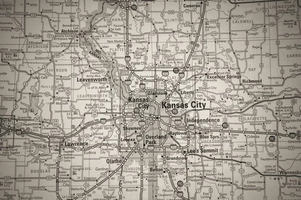 Kansas City Estados Unidos Mapa Fondo Viaje —  Fotos de Stock