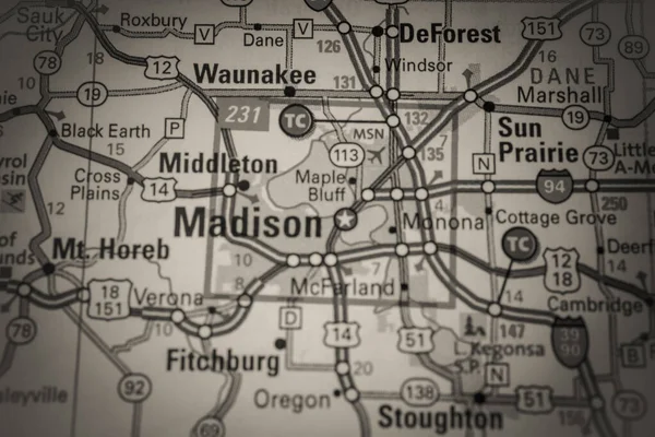 Madison Egyesült Államok Térképen — Stock Fotó