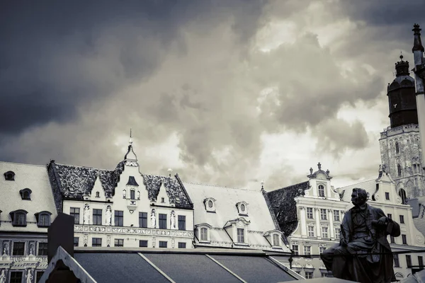 Prachtige Marktplein Wroclaw Mooie Oude Huizen — Stockfoto