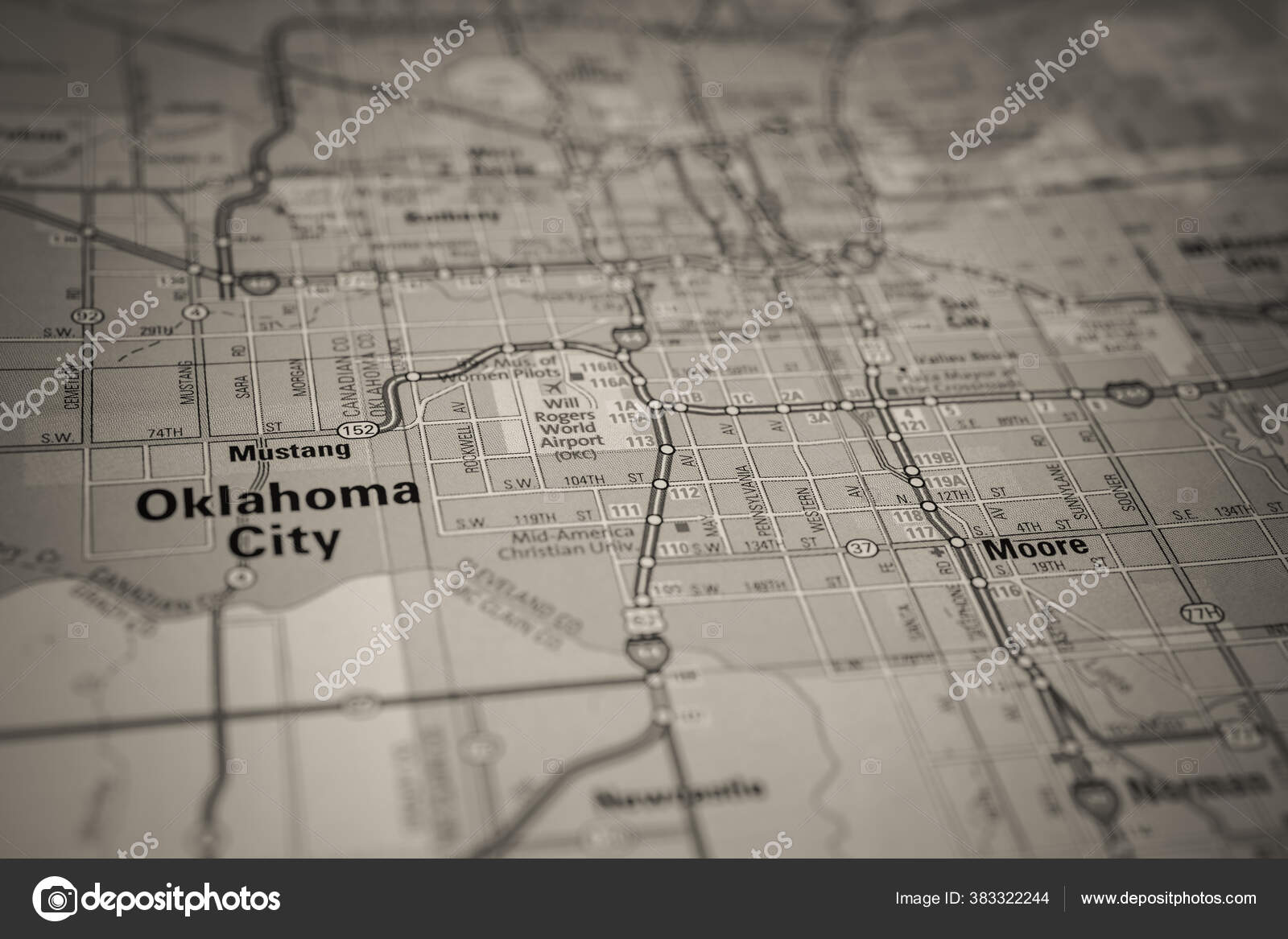 Oklahoma City Usa Travel Map Background Stock Photo by ©aallm 383322244