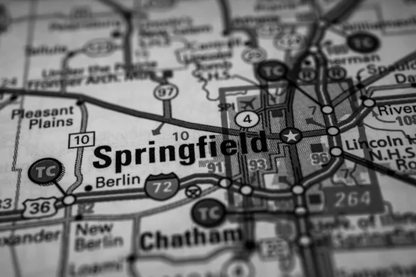 Springfield Sur Carte Des États Unis Fond Voyage — Photo