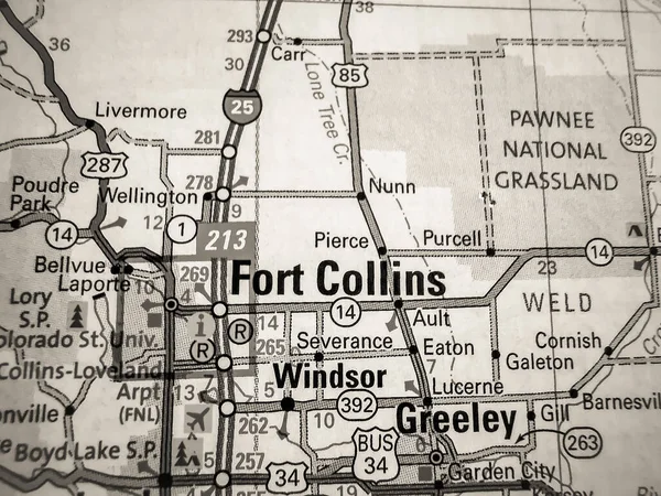 Fort Collins Usa Karta Bakgrund — Stockfoto
