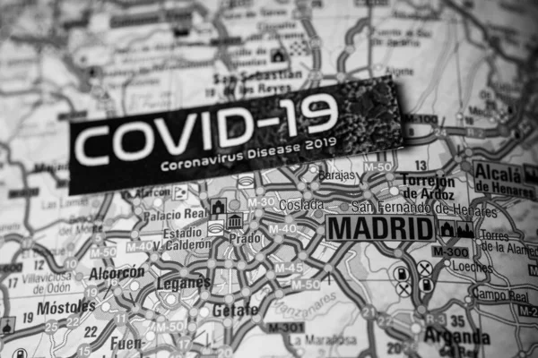 Madrid Coronavirus Covid Carantine Background — стокове фото