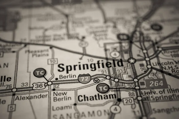 Springfield Mapa Fondo Viaje —  Fotos de Stock