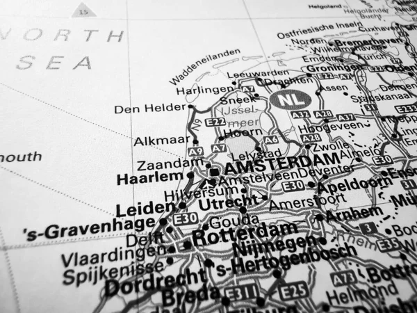 Amsterdam Mapie Drogowej Europy — Zdjęcie stockowe