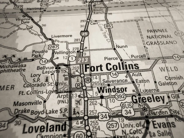 Fort Collins Verenigde Staten Kaart Achtergrond — Stockfoto