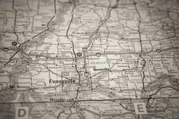 Evansville Sur États Unis Carte Arrière Plan Voyage — Photo