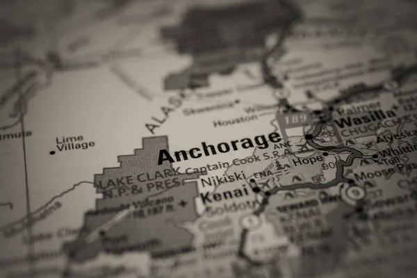 Anchorage Sur Carte Voyage Usa — Photo