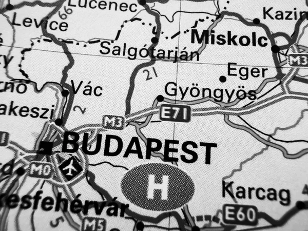 Budapeste Sobre Mapa Europa — Fotografia de Stock