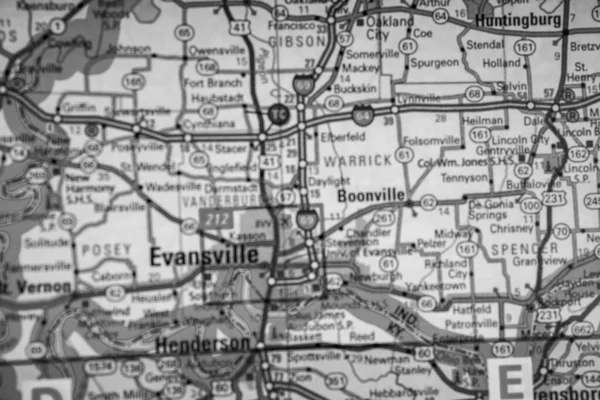 Evansville Usa Mapa Cestovní Zázemí — Stock fotografie