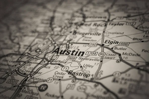 Austin Στις Ηπα Χάρτη Ταξιδιωτικό Υπόβαθρο — Φωτογραφία Αρχείου