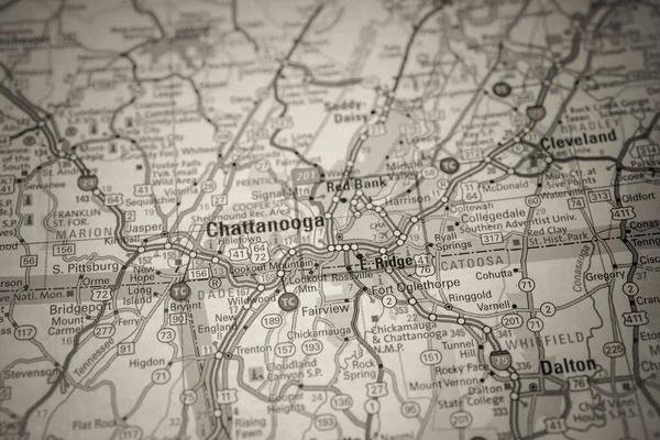 Chattanooga Mapa Fondo — Foto de Stock