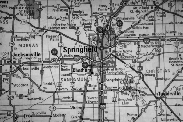 Springfield Στις Ηπα Χάρτη Ταξιδιωτικό Υπόβαθρο — Φωτογραφία Αρχείου
