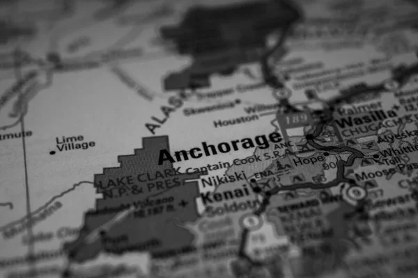 Anchorage Sur Carte Voyage Usa — Photo