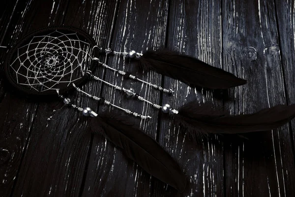 Dream Catcher Wooden Background — Stock Photo, Image