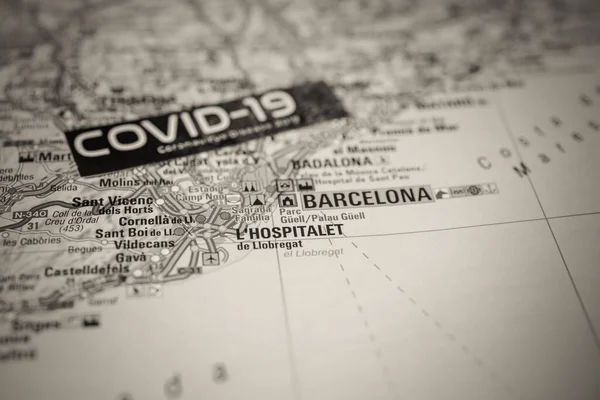 Barcelona Coronavirus Covid Karantän Bakgrund — Stockfoto
