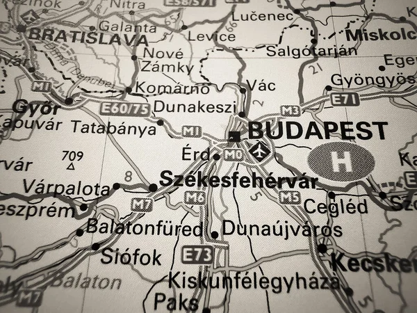 Budapeste Sobre Mapa Europa — Fotografia de Stock