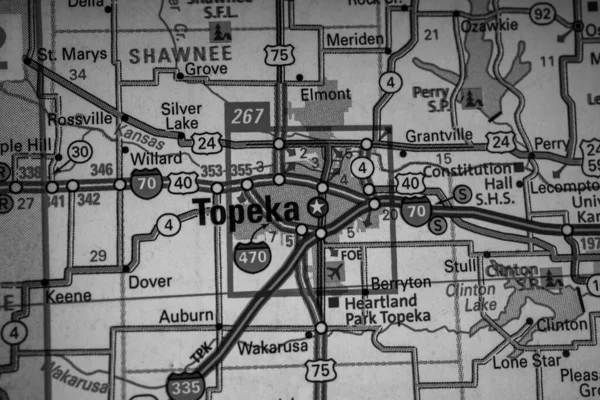 Topeka Στις Ηπα Χάρτη Ταξιδιωτικό Υπόβαθρο — Φωτογραφία Αρχείου