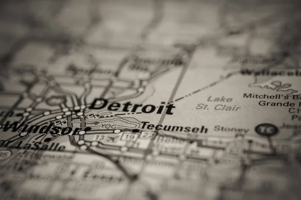 Detroit Cestovní Mapě Usa — Stock fotografie