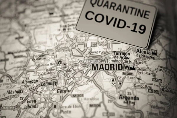 Madrid Coronavirus Covid Quarantaine Achtergrond — Stockfoto