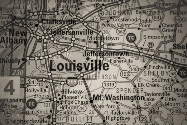 Louisville Mapě Usa Cestovní Zázemí — Stock fotografie