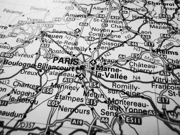 Paris Sur Une Feuille Route Europe — Photo