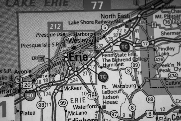 Erie Auf Der Usa Karte Reisehintergrund — Stockfoto