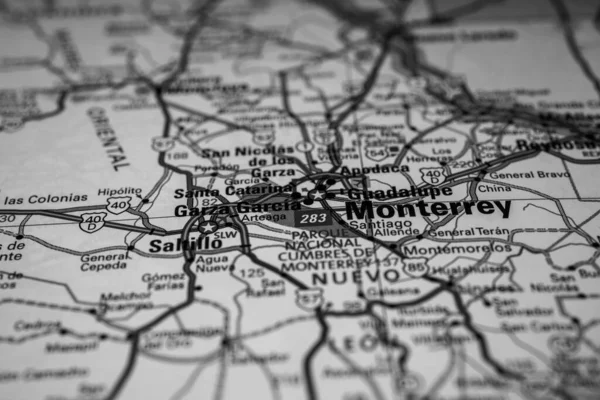 Monterrey Mapa Viaje México — Foto de Stock