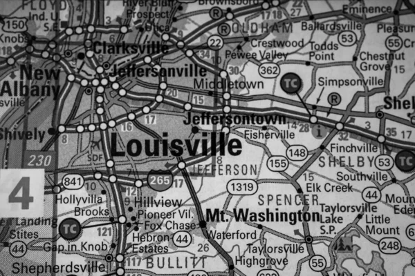 Louisville Mapě Usa Cestovní Zázemí — Stock fotografie