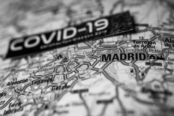 Madrid Coronavirus Covid Karantén Háttere — Stock Fotó