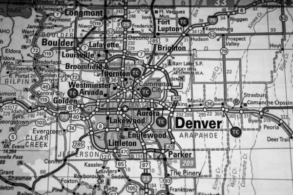 Denver Usa Mapa Fondo Viaje —  Fotos de Stock