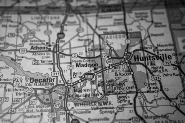 Hunstville Auf Der Landkarte Der Usa — Stockfoto