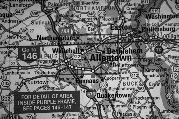 Allentown Mapie Podróżujących Tle — Zdjęcie stockowe