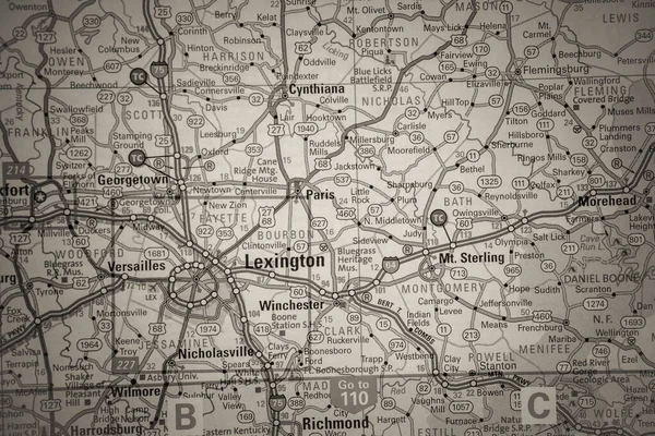 Lexington Verenigde Staten Kaart Reisachtergrond — Stockfoto