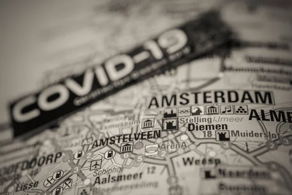 Amsterdam Coronavirus Covid Karantän Bakgrund — Stockfoto