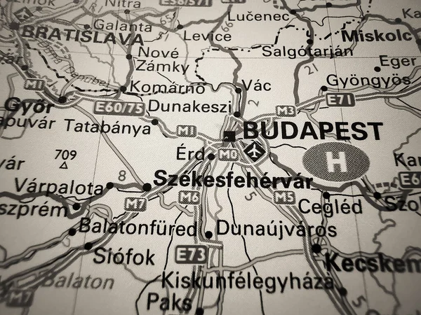 Budapeste Sobre Mapa Europa — Fotografia de Stock