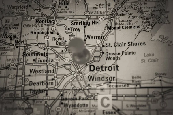 Detroit on USA map travel background