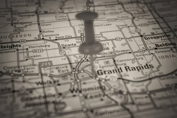 Grand Rapids Térkép Usa Utazási Háttér — Stock Fotó