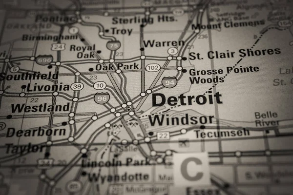 Detroit Mapie Usa Tło Podróży — Zdjęcie stockowe